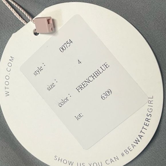 NWT womens Wtoo by Watters diane french blue ruffle v neck Bridesmaid Dress sz 4 - Picture 8 of 9